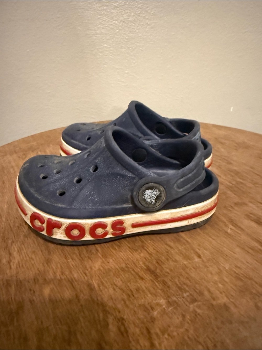 CROCS Kids Navy Clog with Red and White Trim